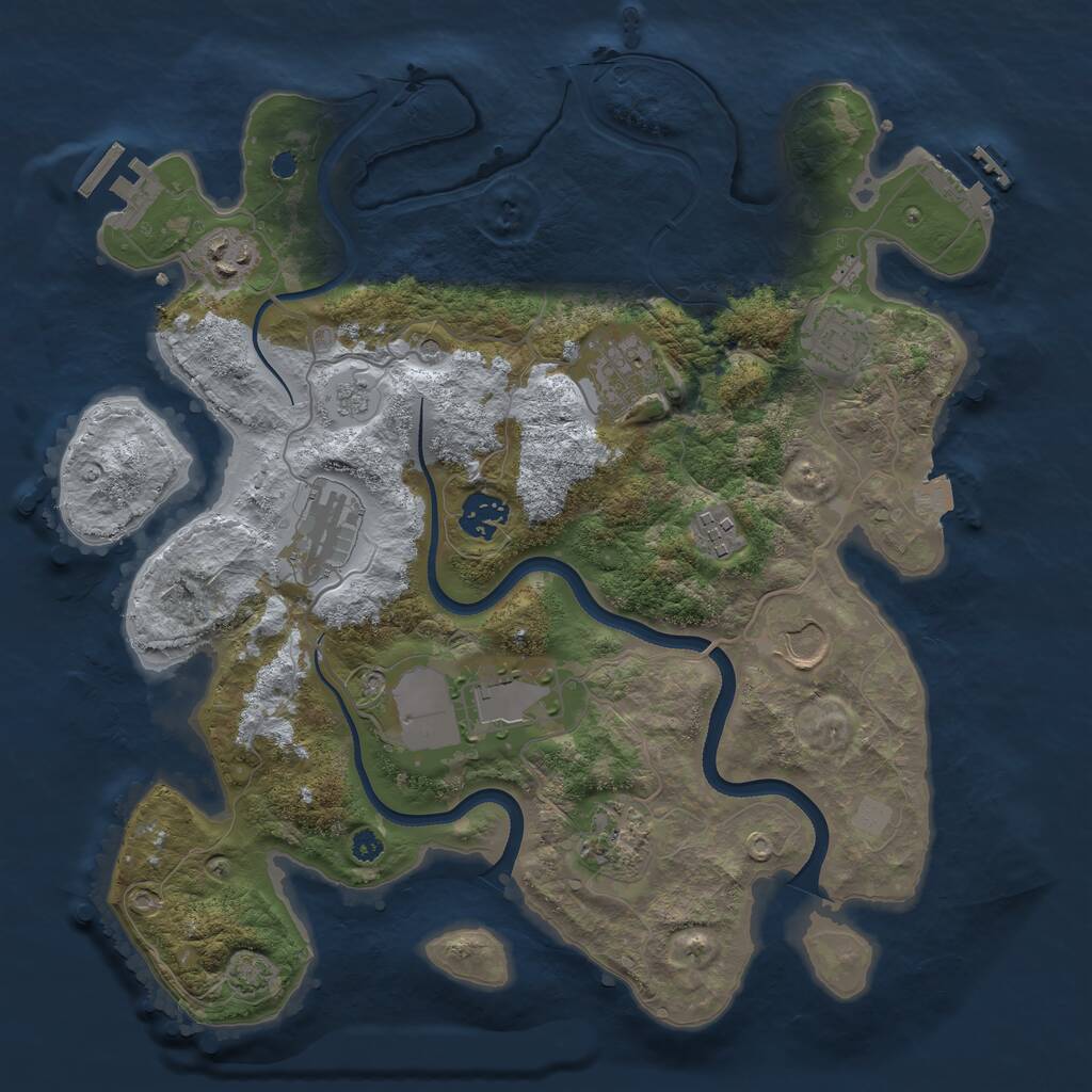 Rust Map: Procedural Map, Size: 3500, Seed: 153456, 15 Monuments