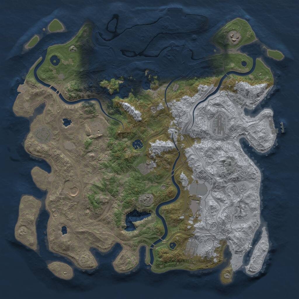 Rust Map: Procedural Map, Size: 4500, Seed: 1135876910, 17 Monuments