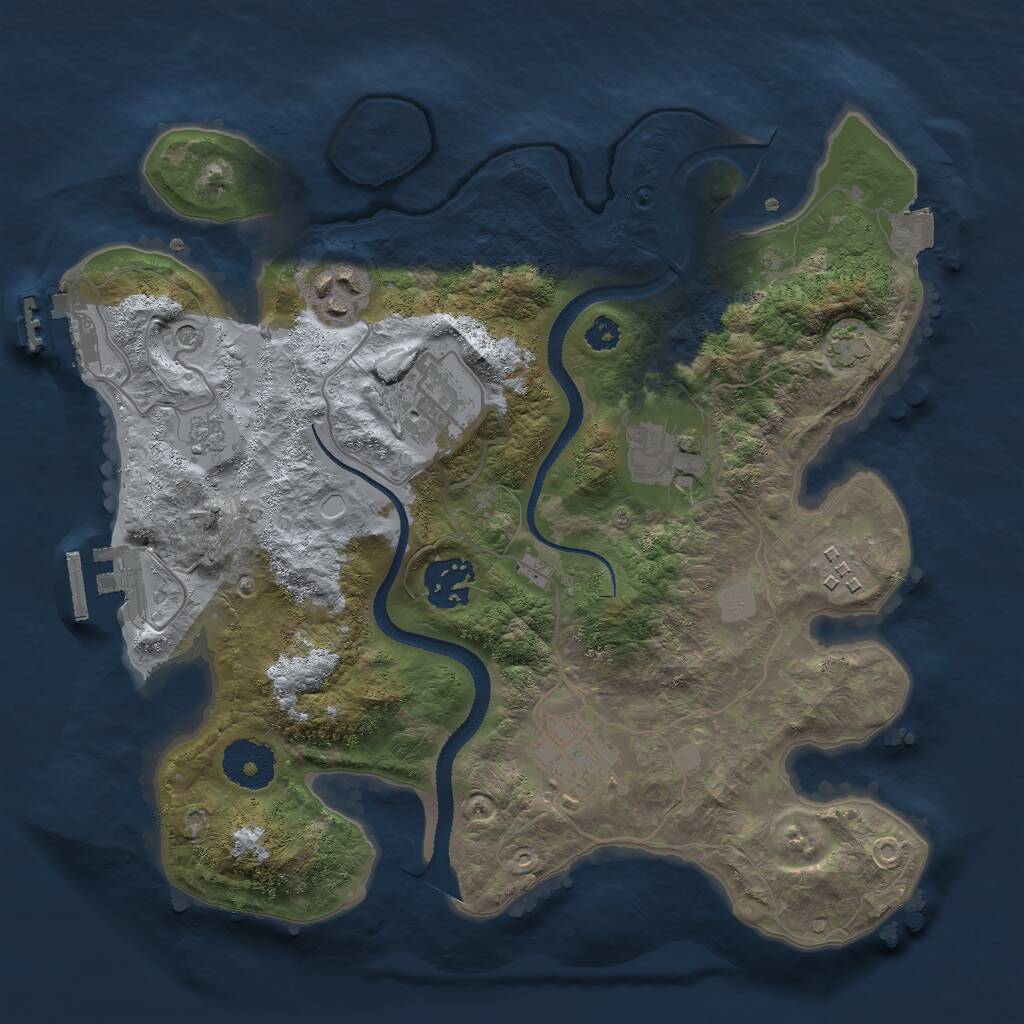 Rust Map: Procedural Map, Size: 3000, Seed: 1586843575, 12 Monuments
