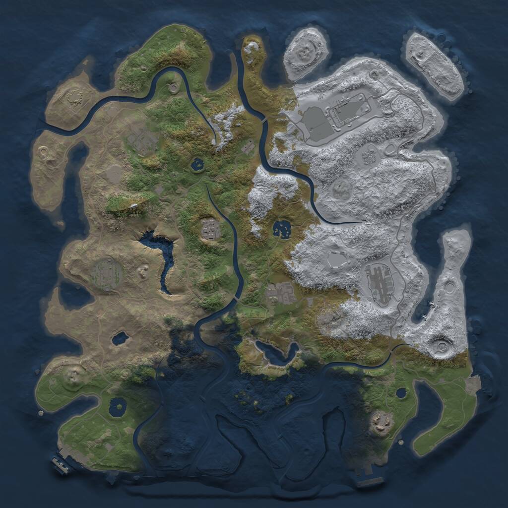 Rust Map: Procedural Map, Size: 4000, Seed: 796402265, 14 Monuments