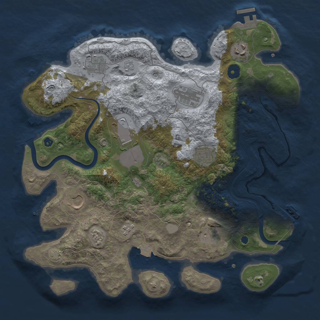 Rust Map: Procedural Map, Size: 3500, Seed: 1657467325, 14 Monuments