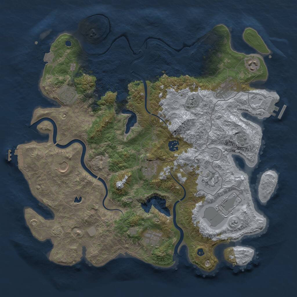 Rust Map: Procedural Map, Size: 4000, Seed: 403440230, 16 Monuments