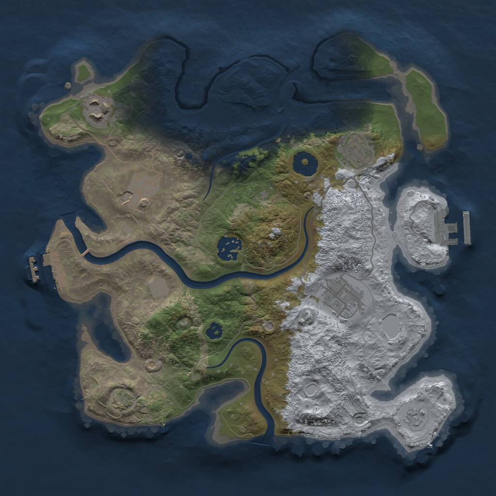 Rust Map: Procedural Map, Size: 3000, Seed: 1464022731, 10 Monuments