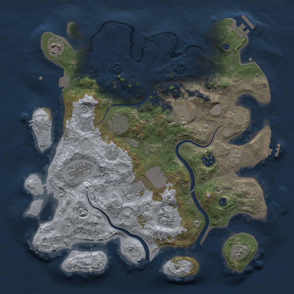 Rust Map: Procedural Map, Size: 3500, Seed: 18472, 14 Monuments