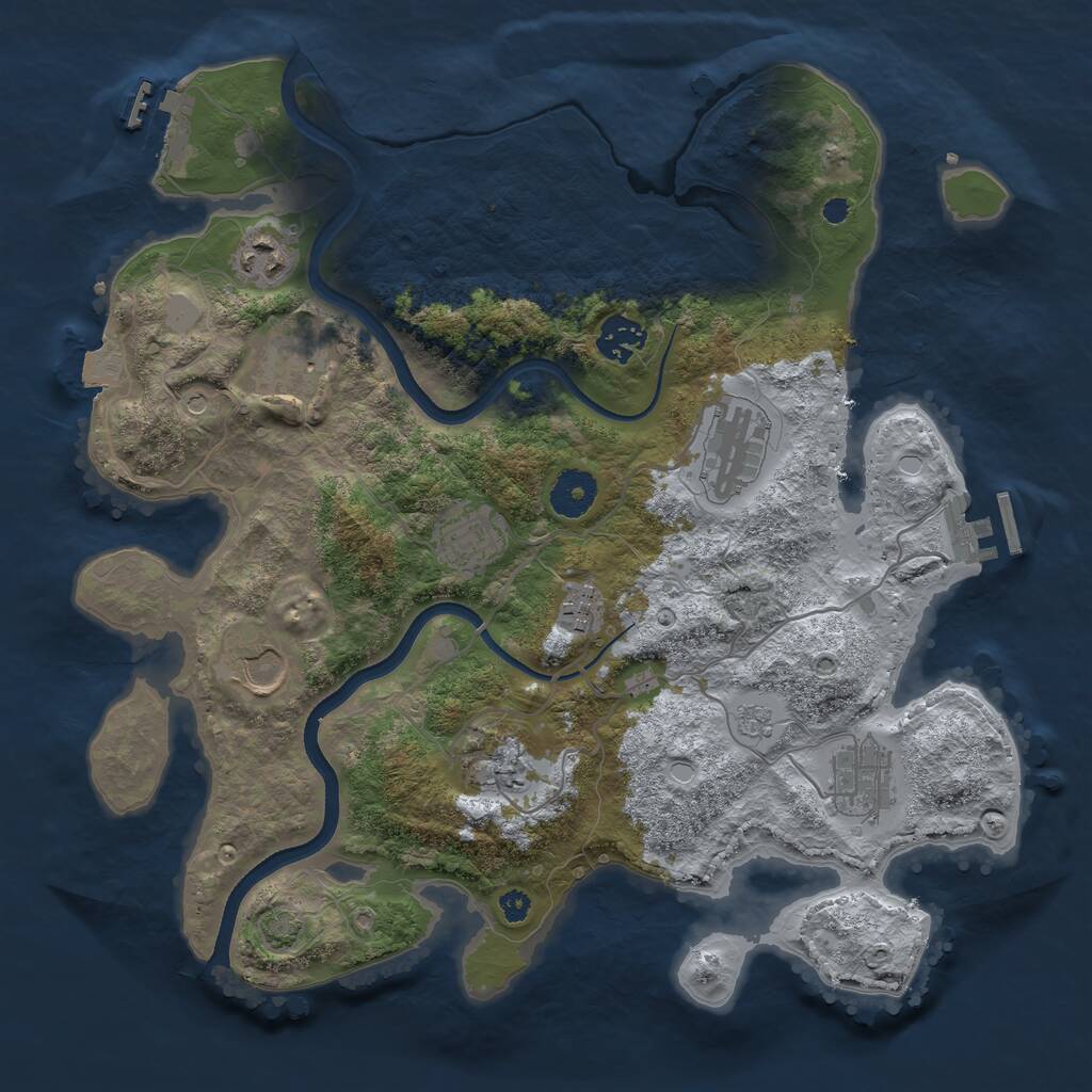 Rust Map: Procedural Map, Size: 3500, Seed: 583921, 15 Monuments