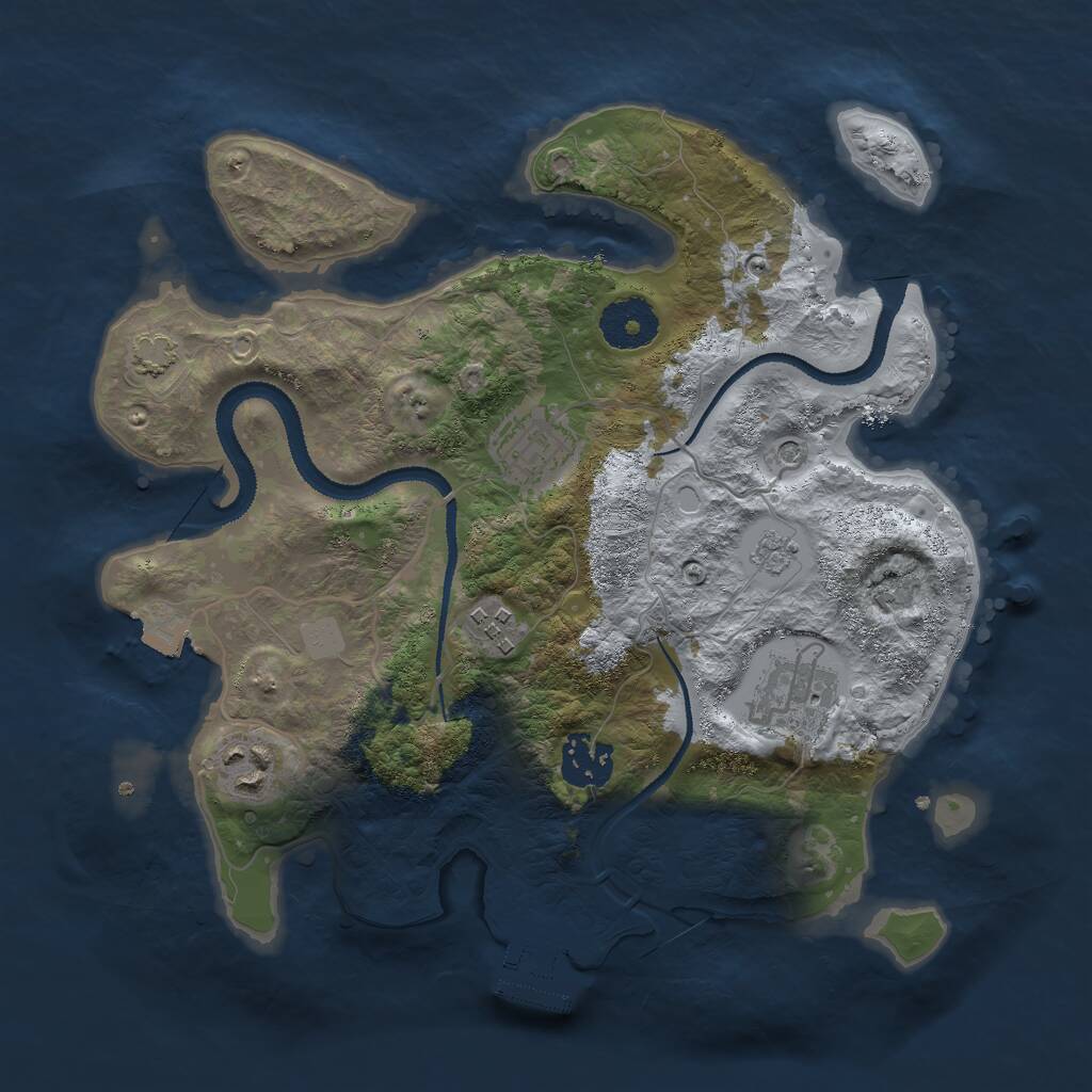 Rust Map: Procedural Map, Size: 3000, Seed: 20416, 10 Monuments
