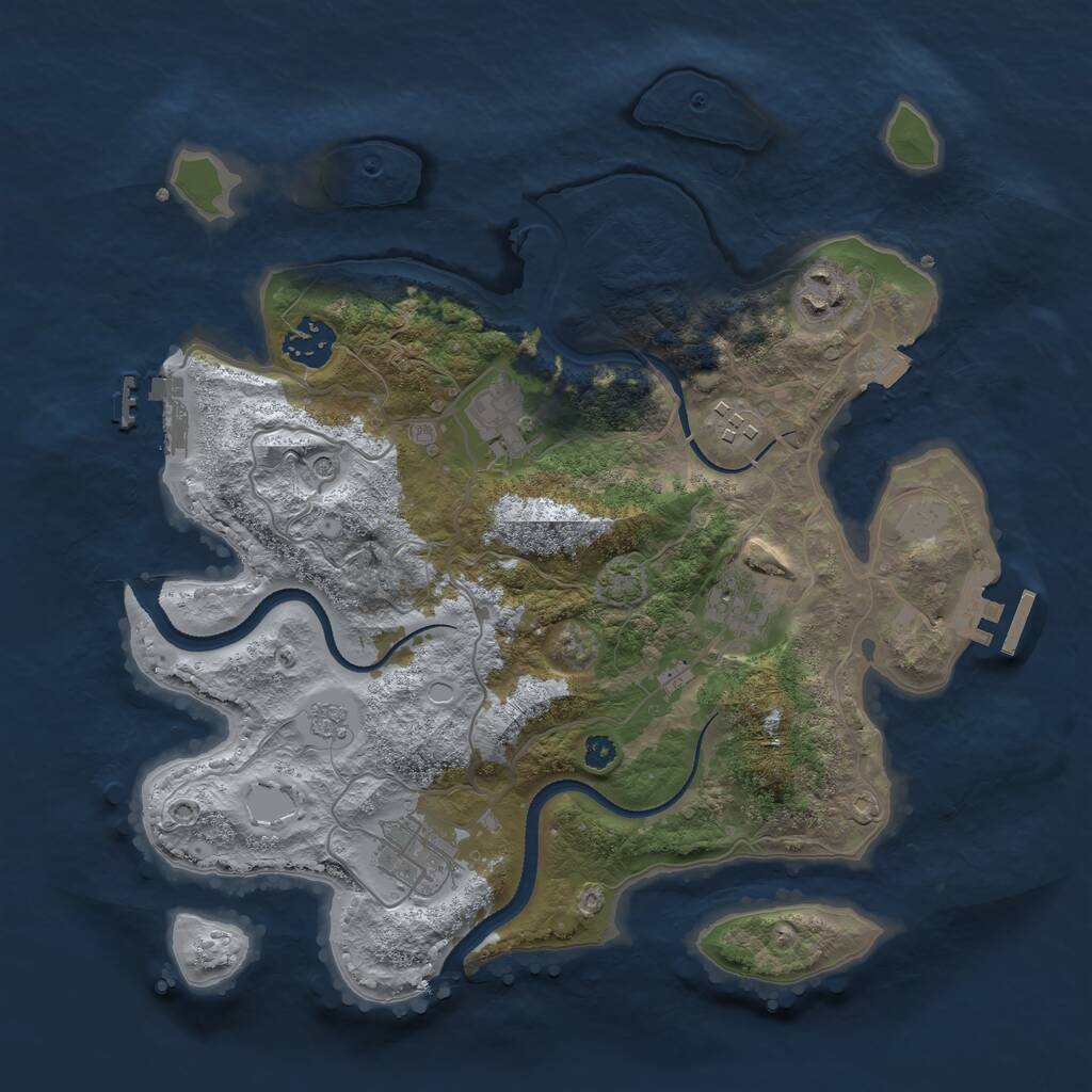 Rust Map: Procedural Map, Size: 3300, Seed: 2116700310, 12 Monuments