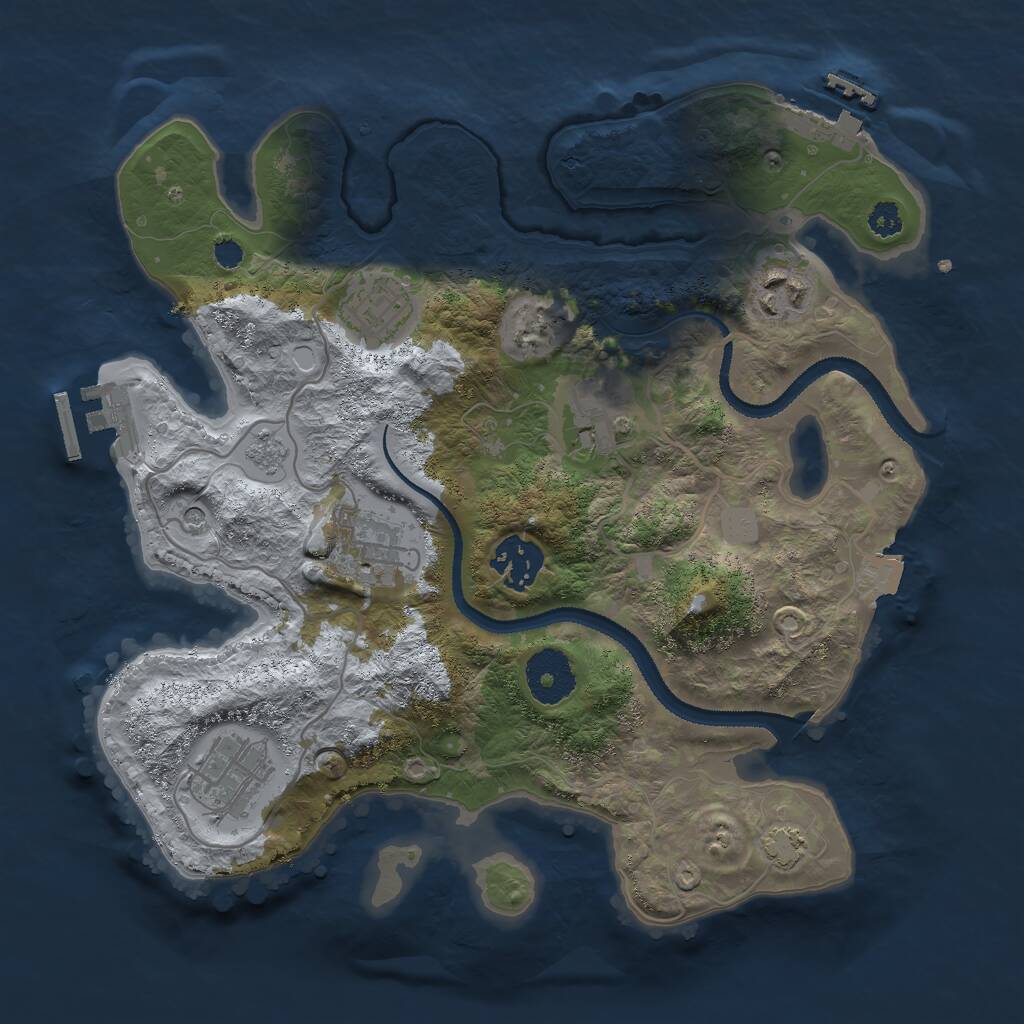 Rust Map: Procedural Map, Size: 3000, Seed: 45060101, 12 Monuments