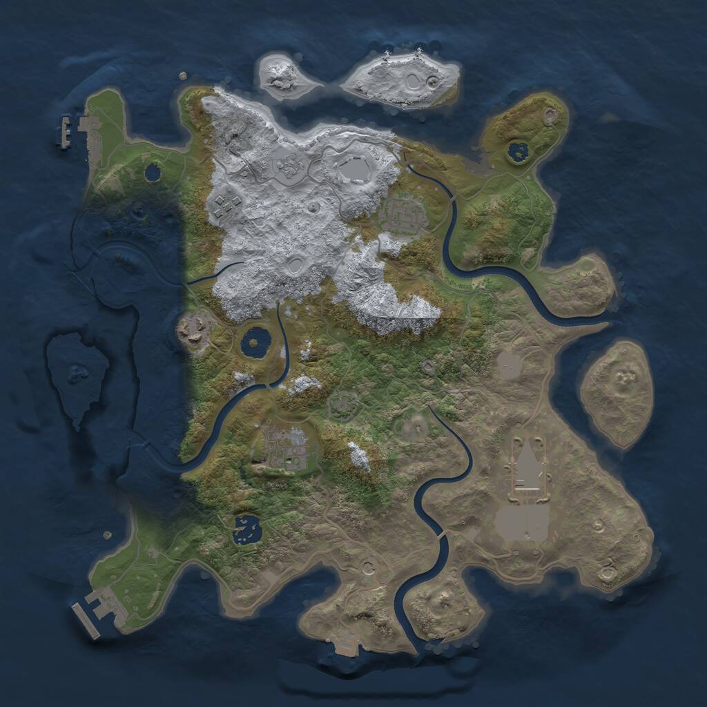 Rust Map: Procedural Map, Size: 3500, Seed: 989152538, 12 Monuments