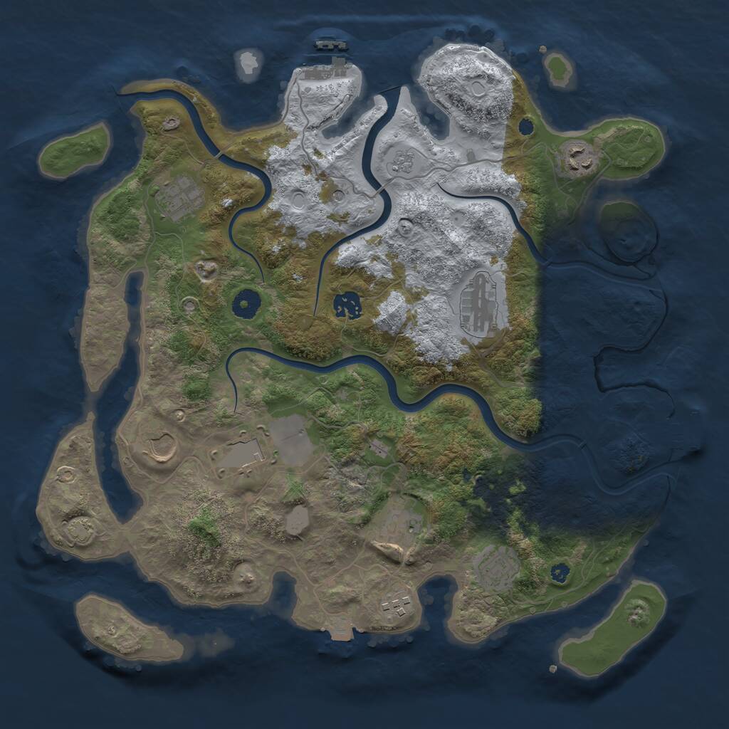 Rust Map: Procedural Map, Size: 3800, Seed: 622062239, 15 Monuments