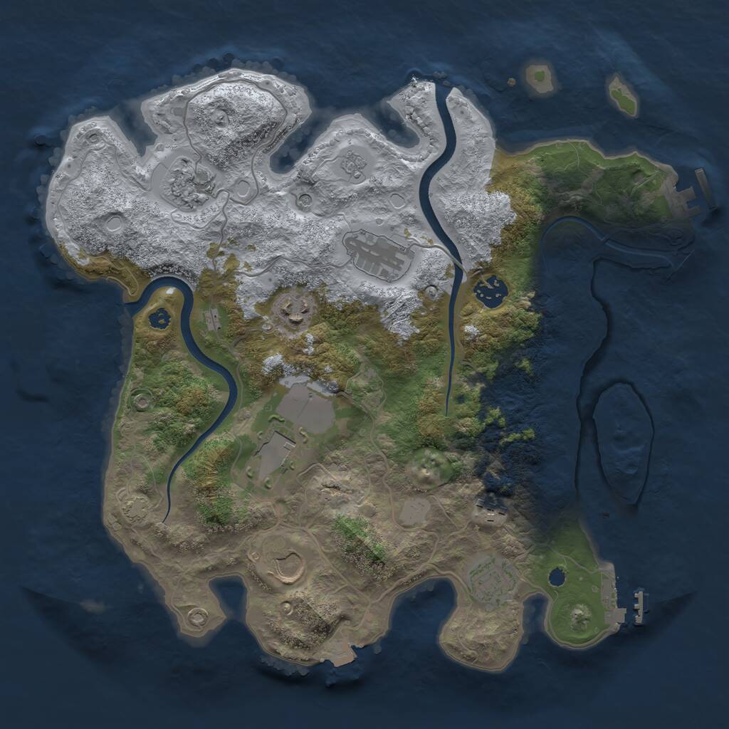 Rust Map: Procedural Map, Size: 3500, Seed: 304426836, 14 Monuments