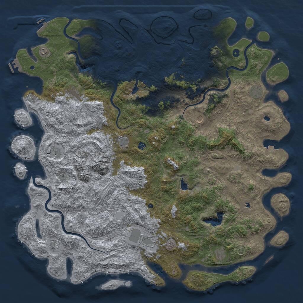 Rust Map: Procedural Map, Size: 6000, Seed: 120501253, 17 Monuments