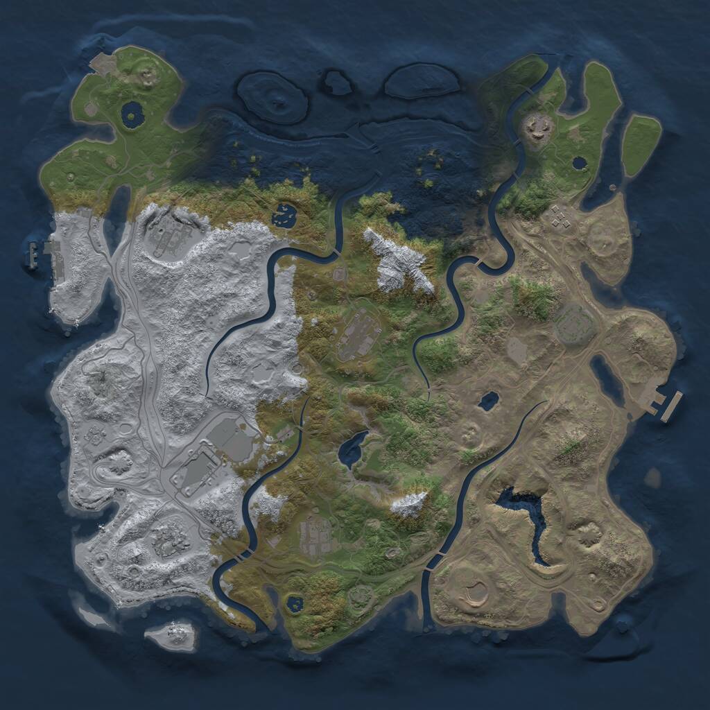 Rust Map: Procedural Map, Size: 4250, Seed: 401154114, 16 Monuments
