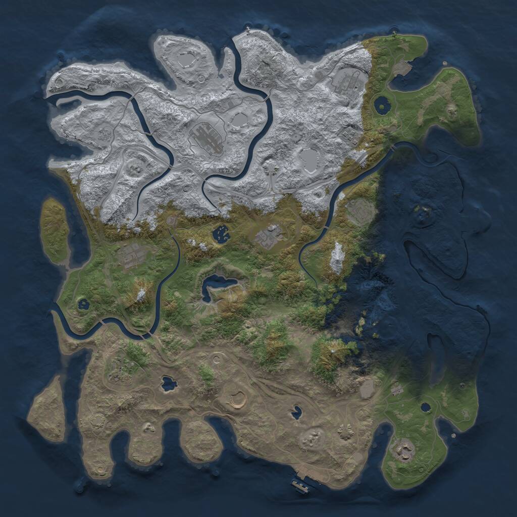Rust Map: Procedural Map, Size: 4500, Seed: 290863202, 16 Monuments