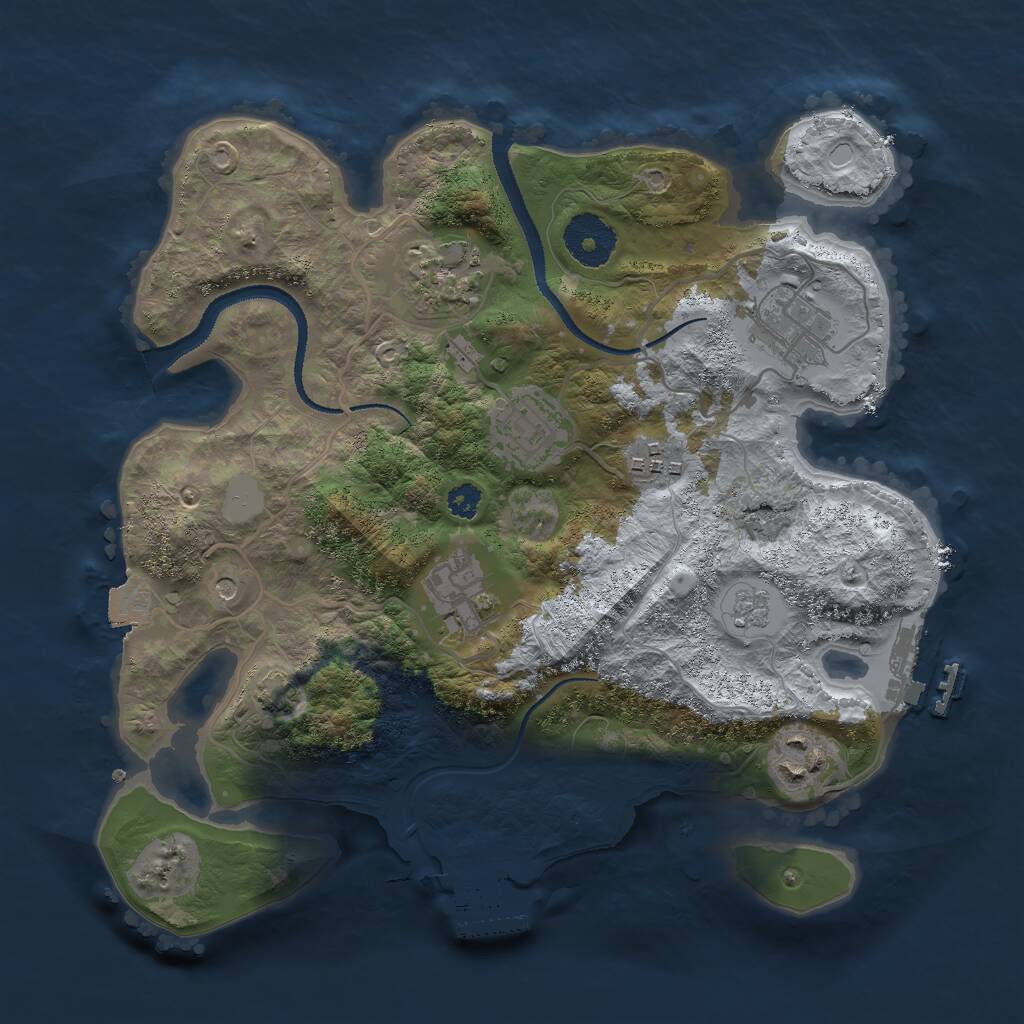 Rust Map: Procedural Map, Size: 3000, Seed: 1962183805, 12 Monuments