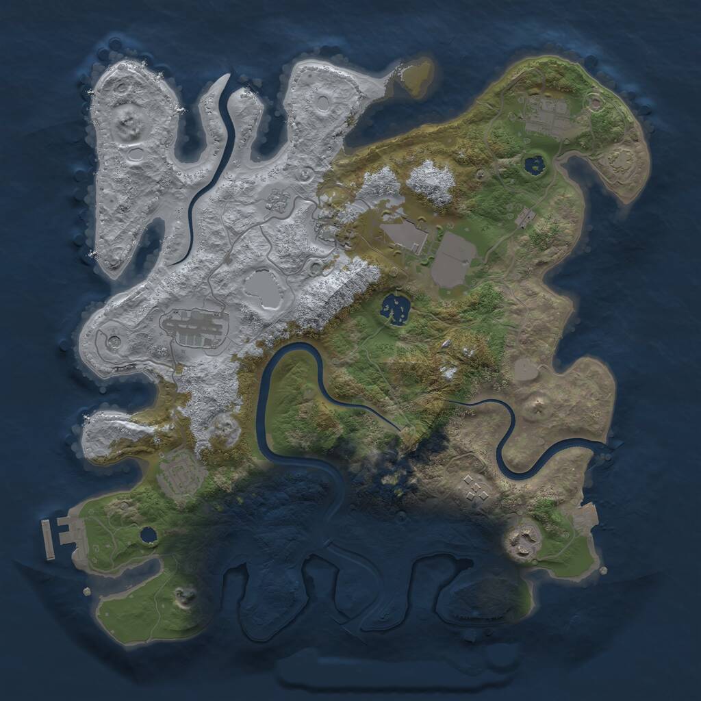 Rust Map: Procedural Map, Size: 3500, Seed: 554939, 13 Monuments