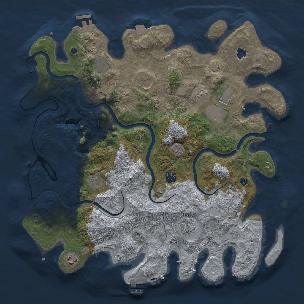 Rust Map: Procedural Map, Size: 4000, Seed: 834583387, 14 Monuments