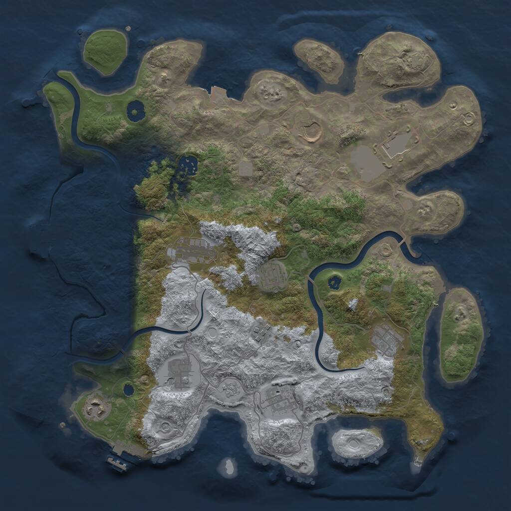Rust Map: Procedural Map, Size: 3800, Seed: 1013783450, 16 Monuments