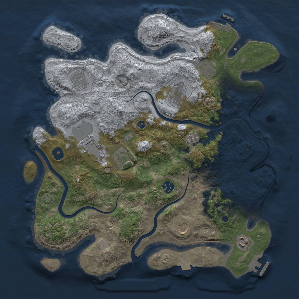Rust Map: Procedural Map, Size: 3800, Seed: 2090064522, 15 Monuments