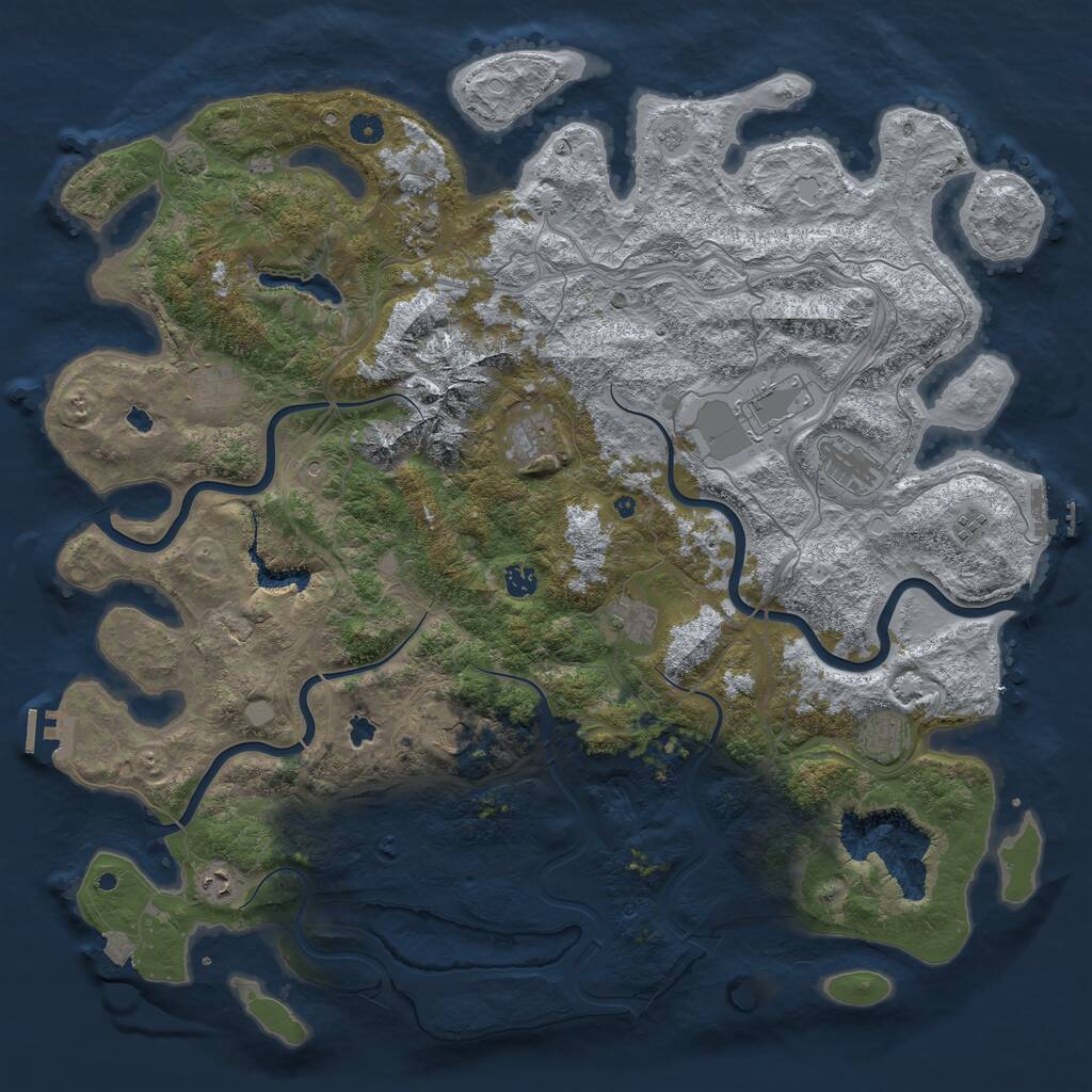 Rust Map: Procedural Map, Size: 5000, Seed: 1406339137, 17 Monuments