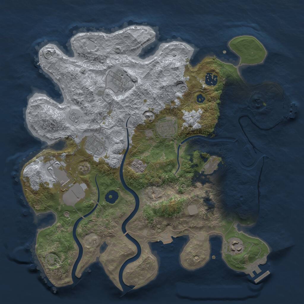 Rust Map: Procedural Map, Size: 3500, Seed: 1088146412, 14 Monuments