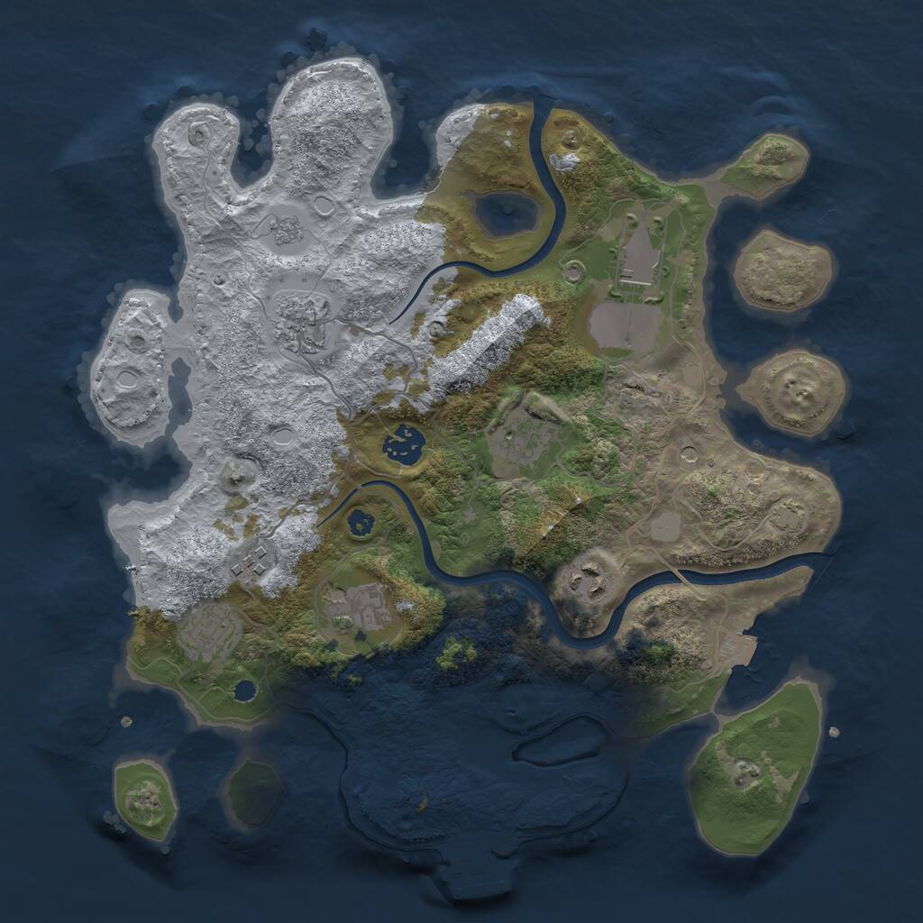 Rust Map: Procedural Map, Size: 3500, Seed: 768144, 13 Monuments