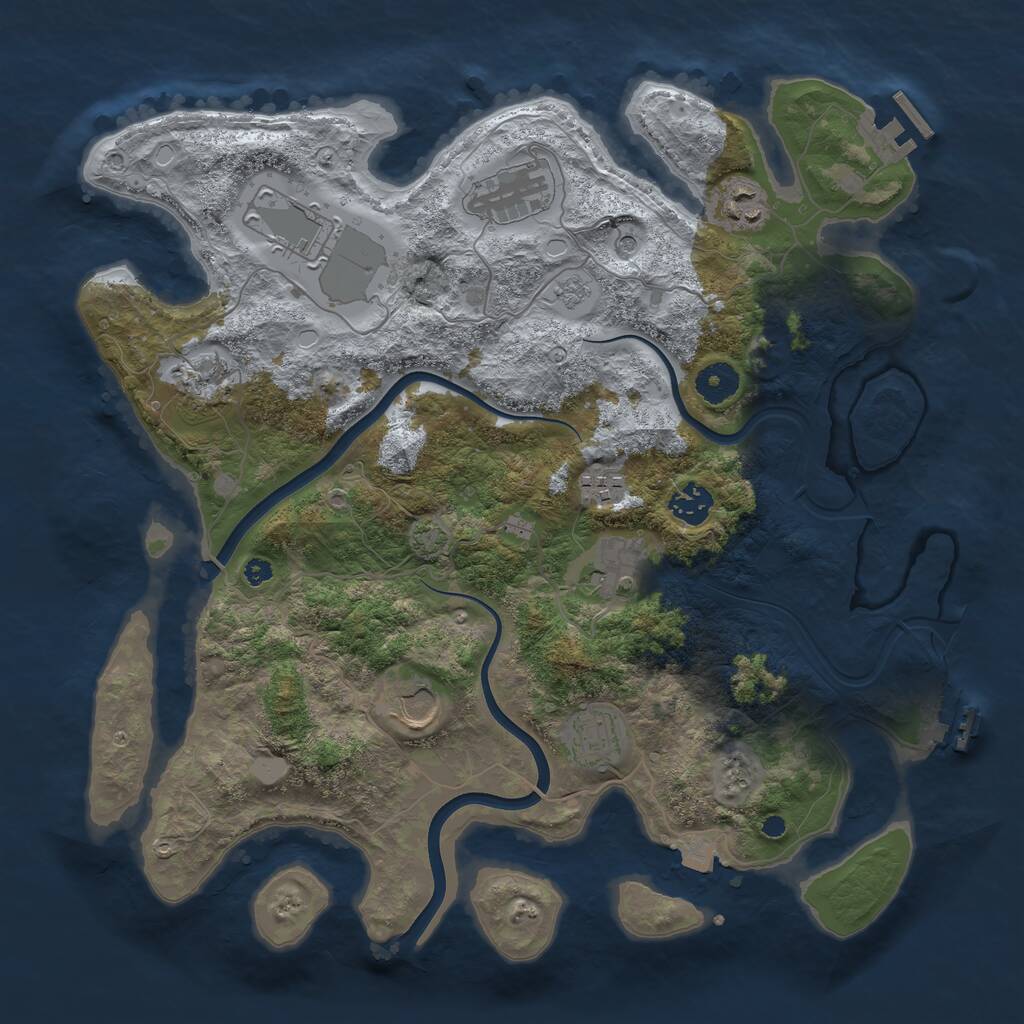 Rust Map: Procedural Map, Size: 3750, Seed: 1042801152, 15 Monuments
