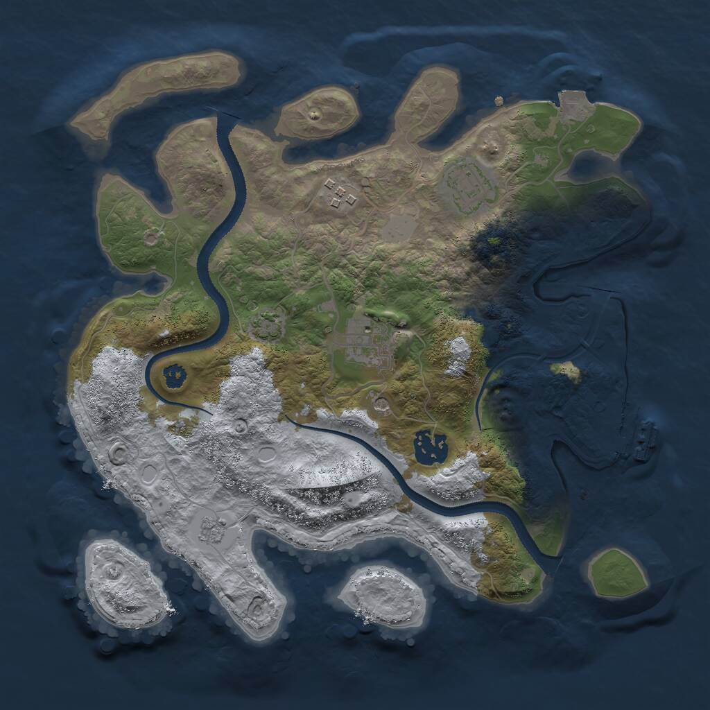 Rust Map: Procedural Map, Size: 3000, Seed: 1952927982, 9 Monuments