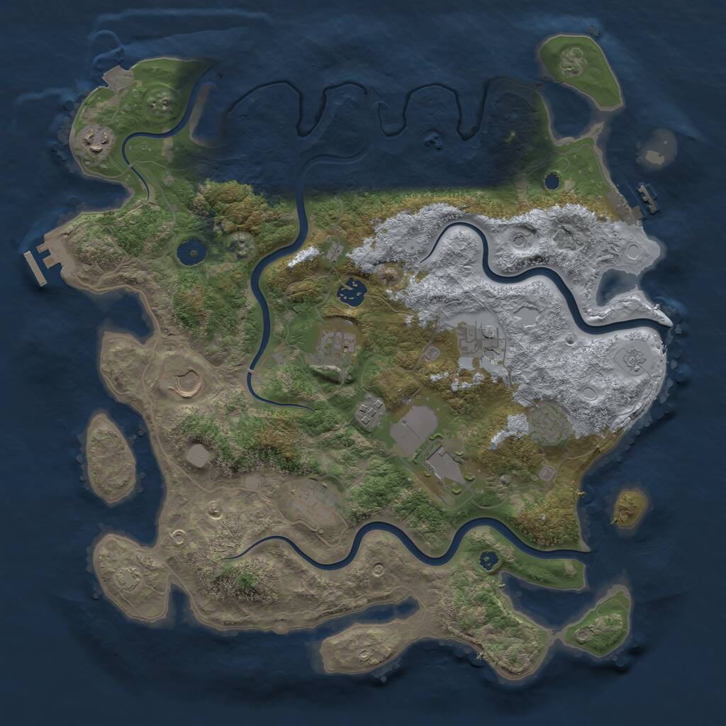 Rust Map: Procedural Map, Size: 3950, Seed: 65211651, 15 Monuments