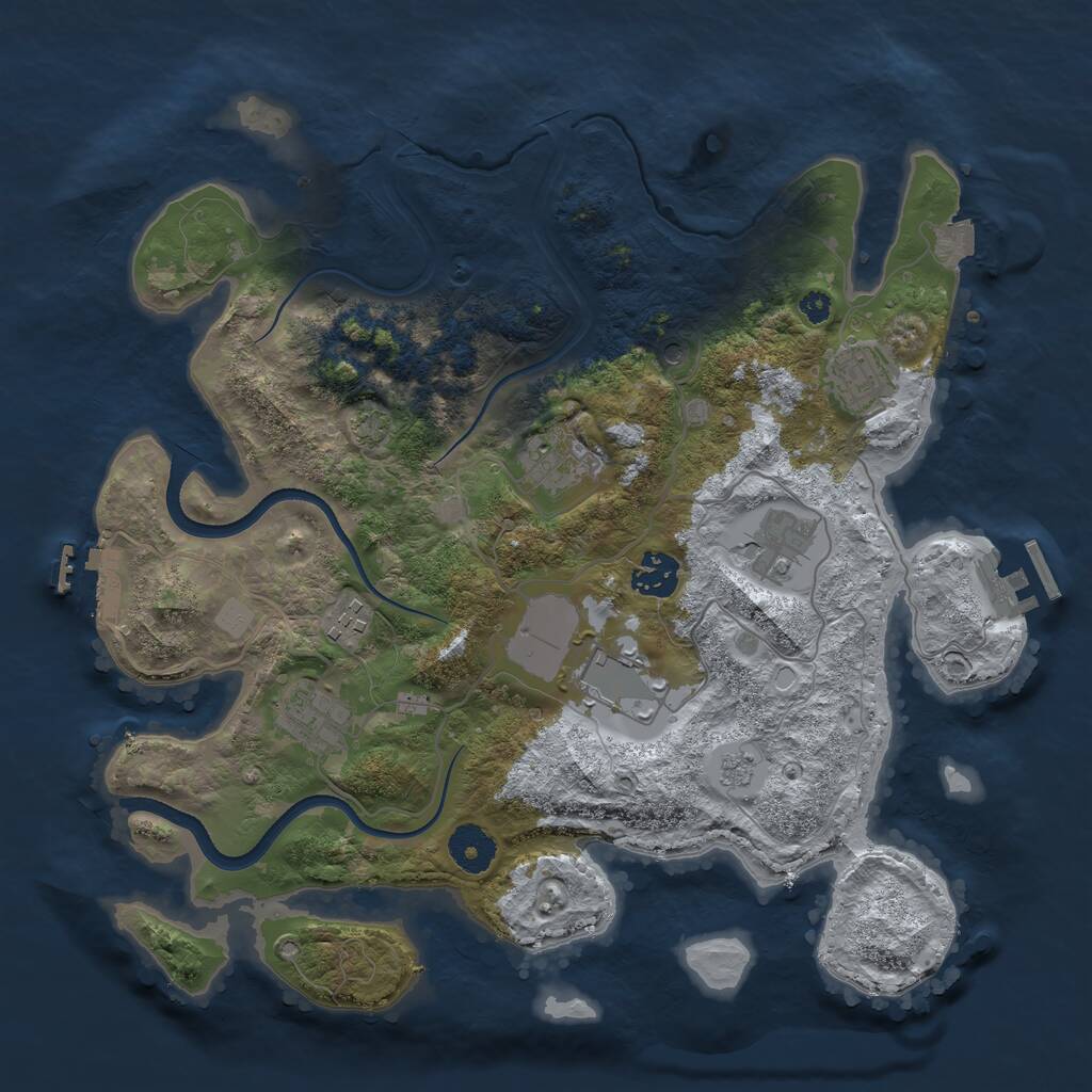 Rust Map: Procedural Map, Size: 3500, Seed: 7821453, 13 Monuments