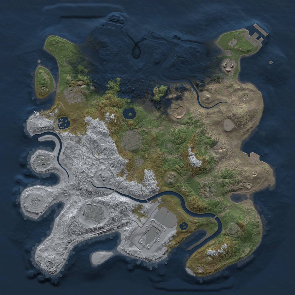 Rust Map: Procedural Map, Size: 3500, Seed: 978806, 15 Monuments