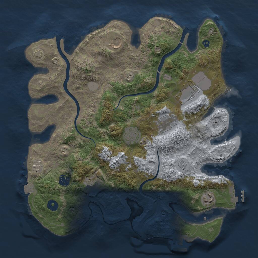 Rust Map: Procedural Map, Size: 3500, Seed: 1802400632, 14 Monuments