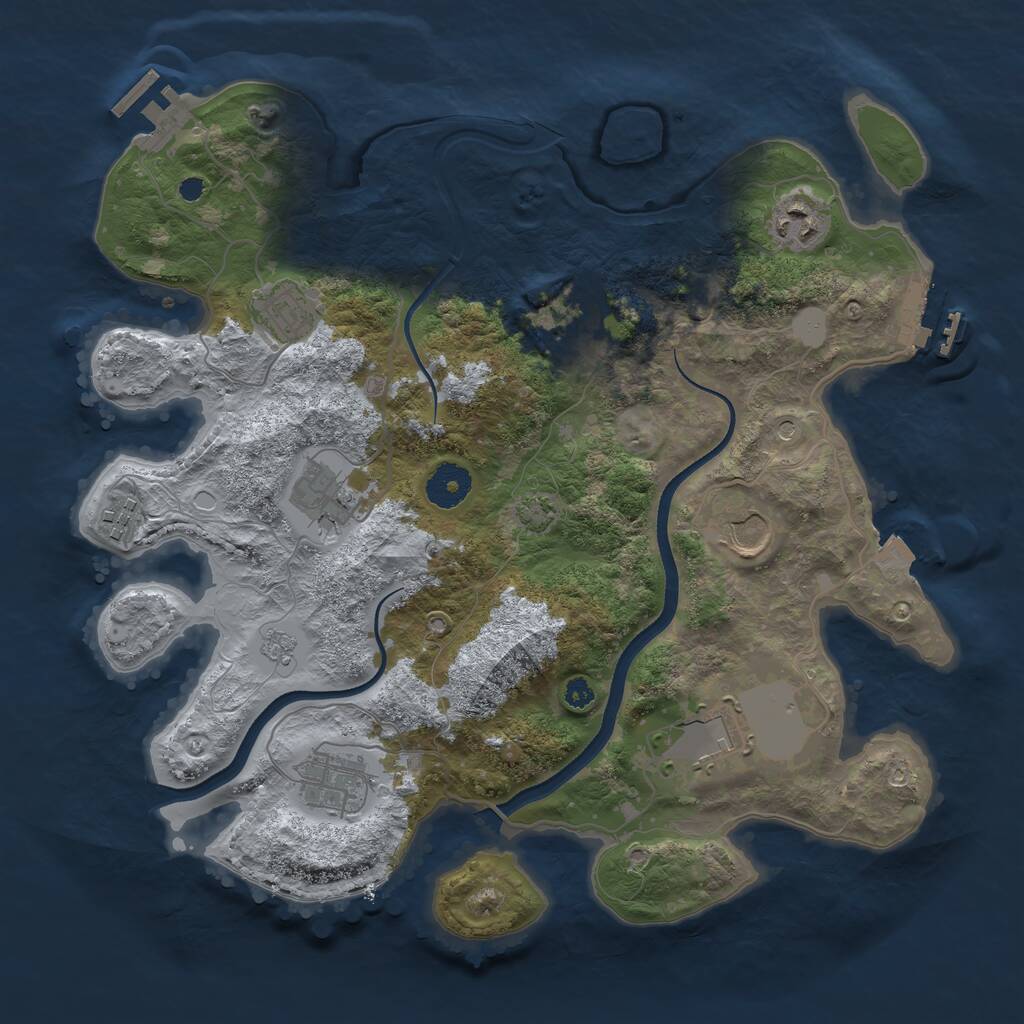 Rust Map: Procedural Map, Size: 3500, Seed: 1887389283, 14 Monuments