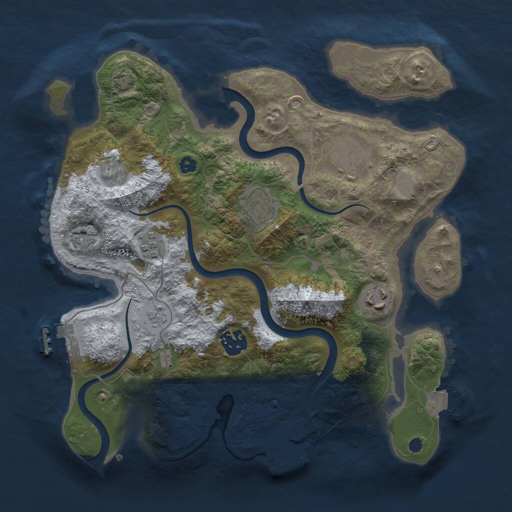 Rust Map: Procedural Map, Size: 3000, Seed: 1042791909, 10 Monuments