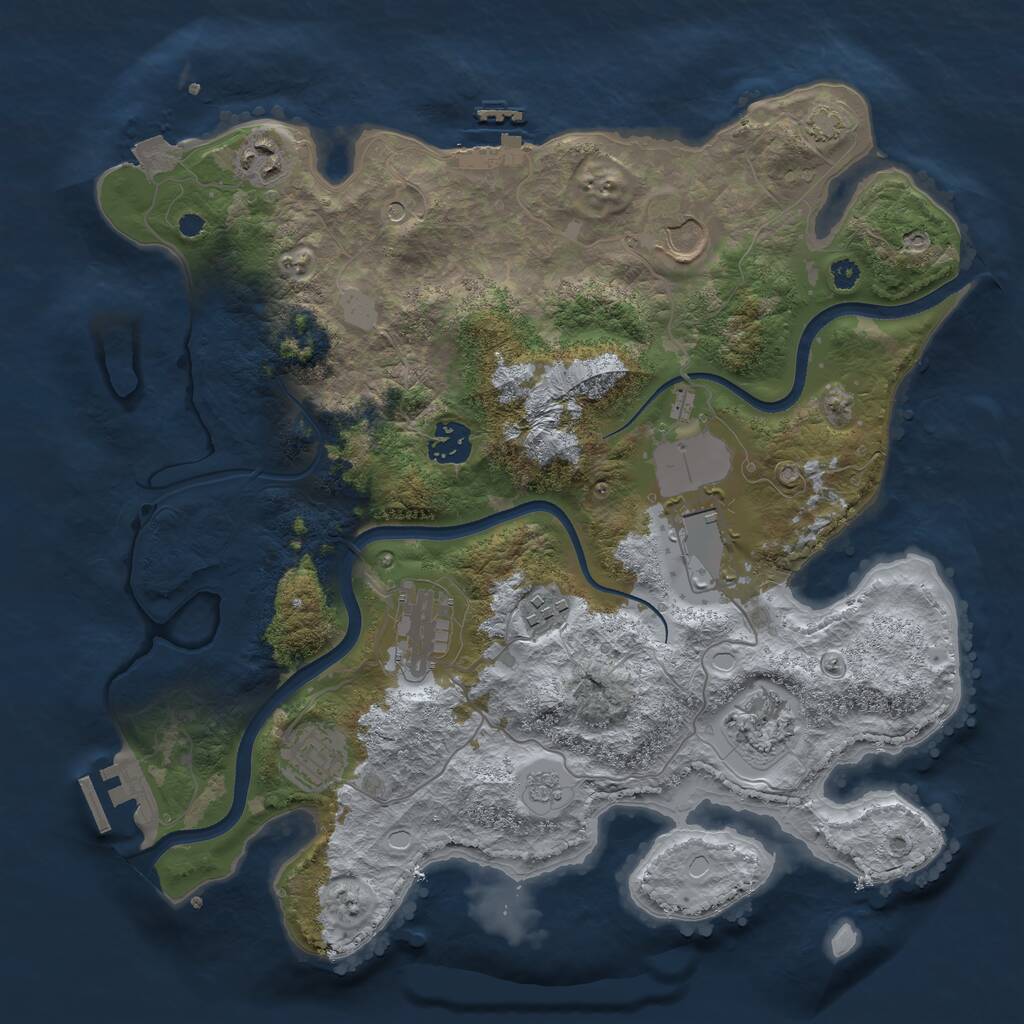 Rust Map: Procedural Map, Size: 3500, Seed: 2117778116, 14 Monuments