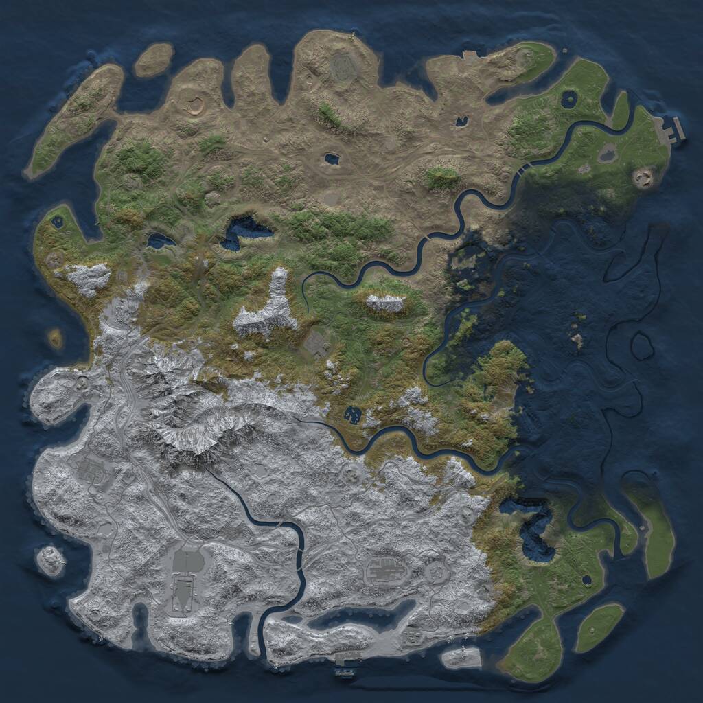 Rust Map: Procedural Map, Size: 6000, Seed: 654317270, 17 Monuments