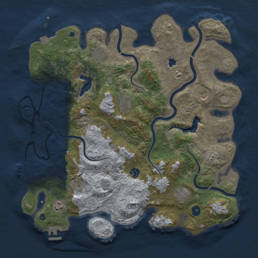 Rust Map: Procedural Map, Size: 4050, Seed: 278347658, 14 Monuments