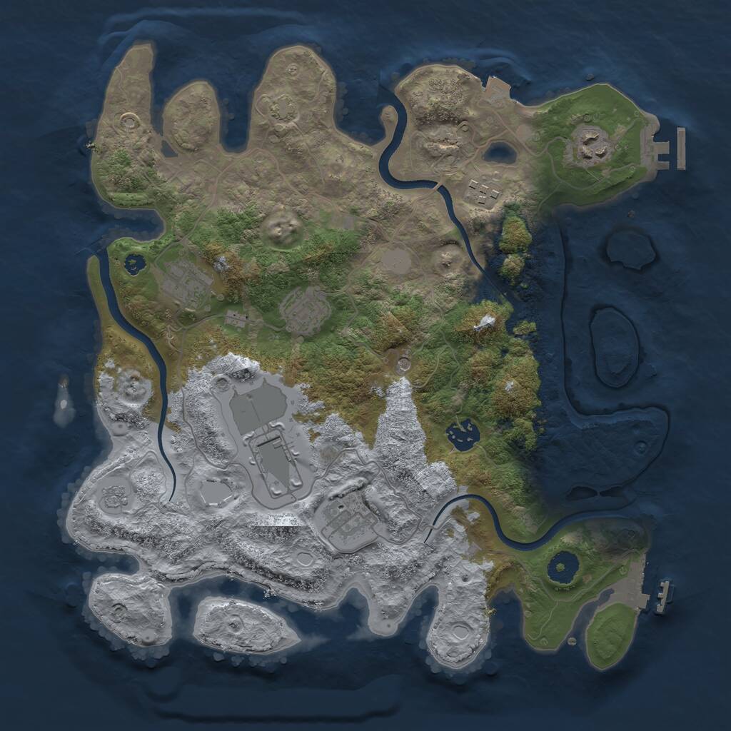 Rust Map: Procedural Map, Size: 3500, Seed: 280984, 13 Monuments