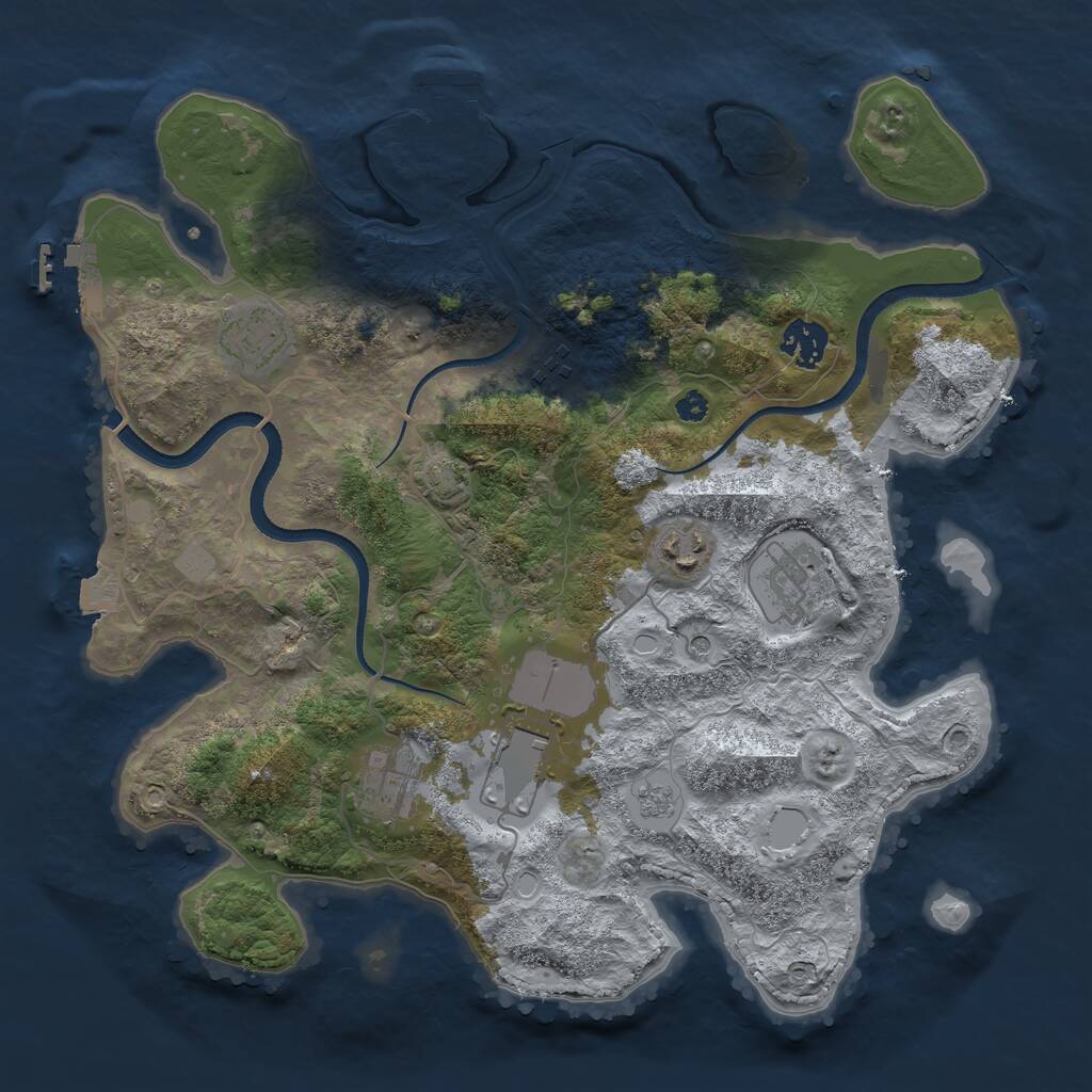 Rust Map: Procedural Map, Size: 3500, Seed: 610724, 13 Monuments