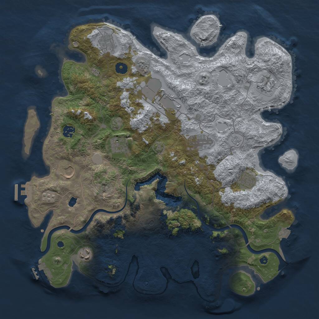 Rust Map: Procedural Map, Size: 4000, Seed: 645653287, 16 Monuments