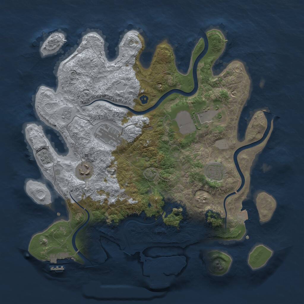 Rust Map: Procedural Map, Size: 3500, Seed: 731476, 11 Monuments