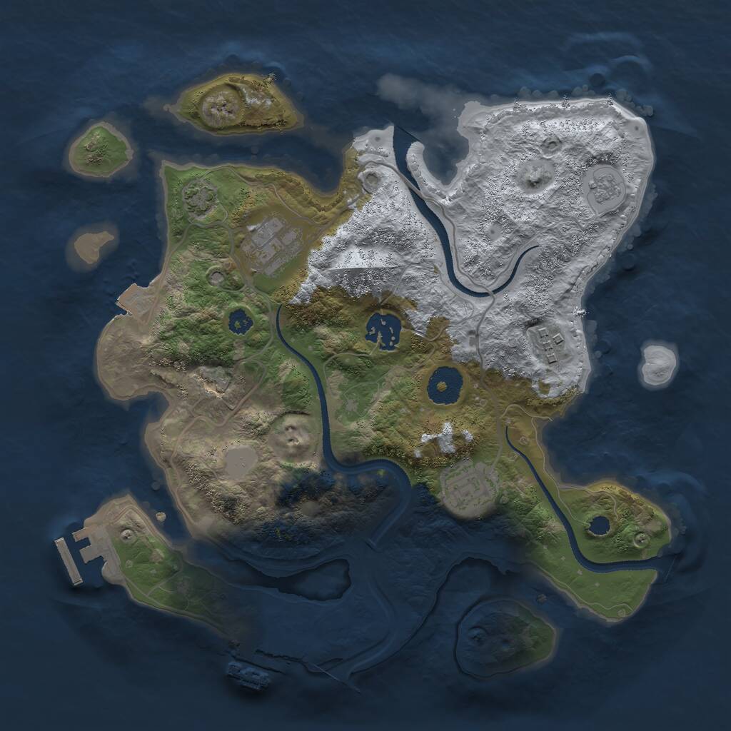 Rust Map: Procedural Map, Size: 3000, Seed: 1490593787, 9 Monuments