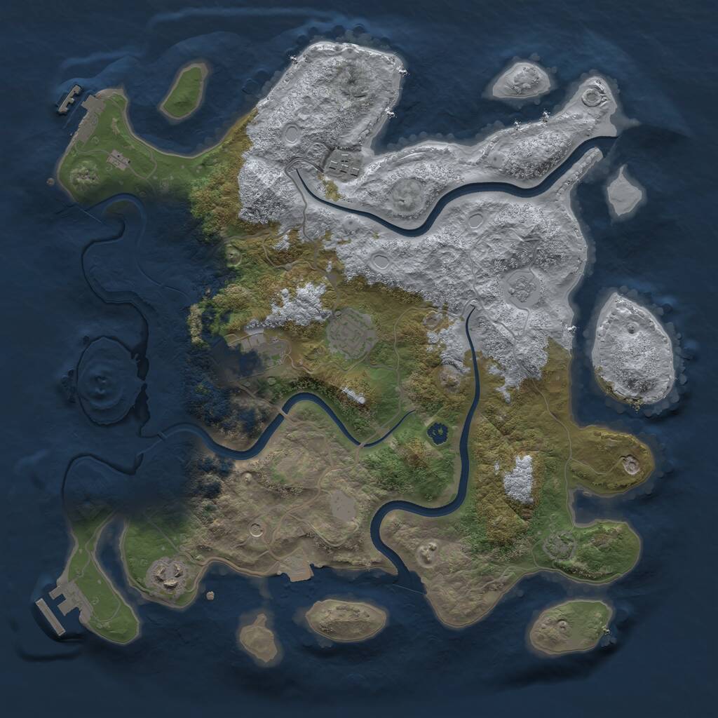 Rust Map: Procedural Map, Size: 3500, Seed: 284144, 10 Monuments