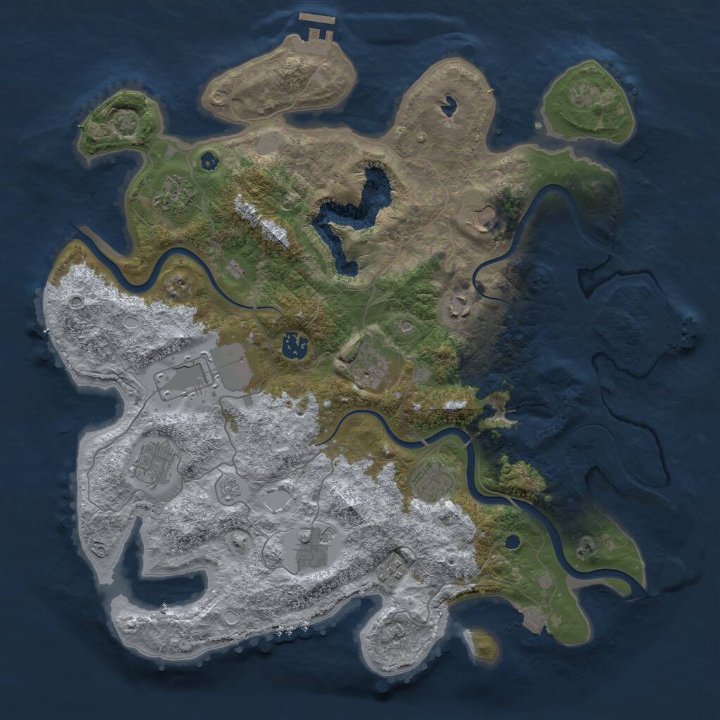 Rust Map: Procedural Map, Size: 4000, Seed: 289261995, 16 Monuments