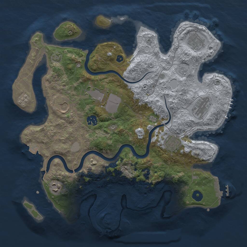 Rust Map: Procedural Map, Size: 3500, Seed: 451971, 13 Monuments
