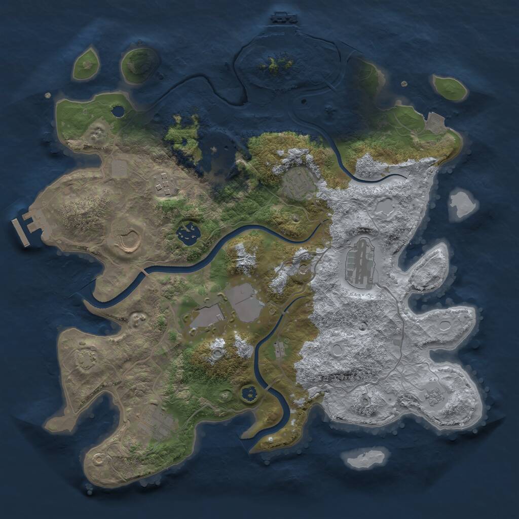 Rust Map: Procedural Map, Size: 3500, Seed: 300731, 14 Monuments