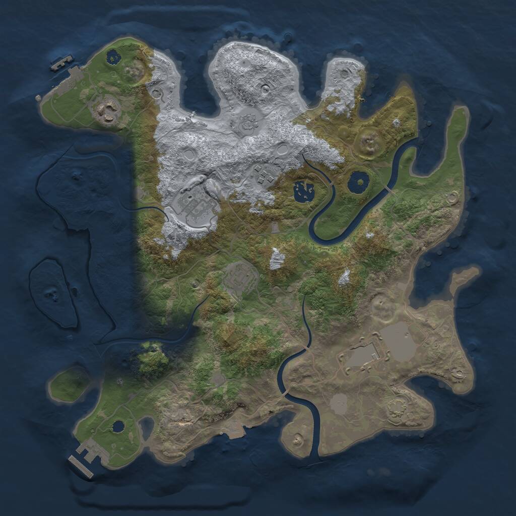 Rust Map: Procedural Map, Size: 3500, Seed: 554889, 12 Monuments