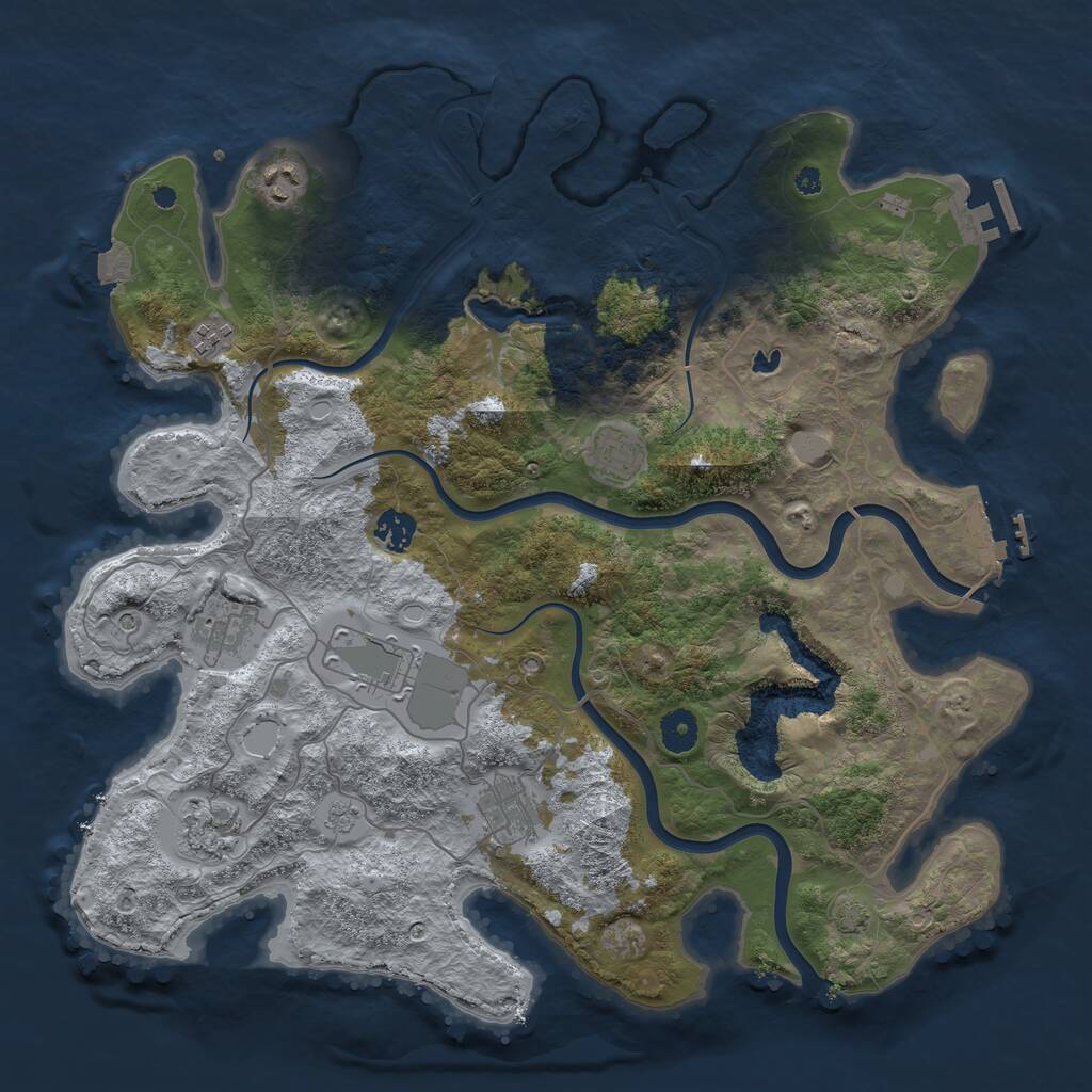 Rust Map: Procedural Map, Size: 4000, Seed: 557461718, 14 Monuments