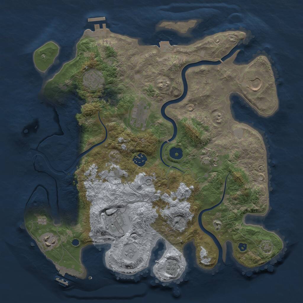 Rust Map: Procedural Map, Size: 3500, Seed: 619763676, 14 Monuments