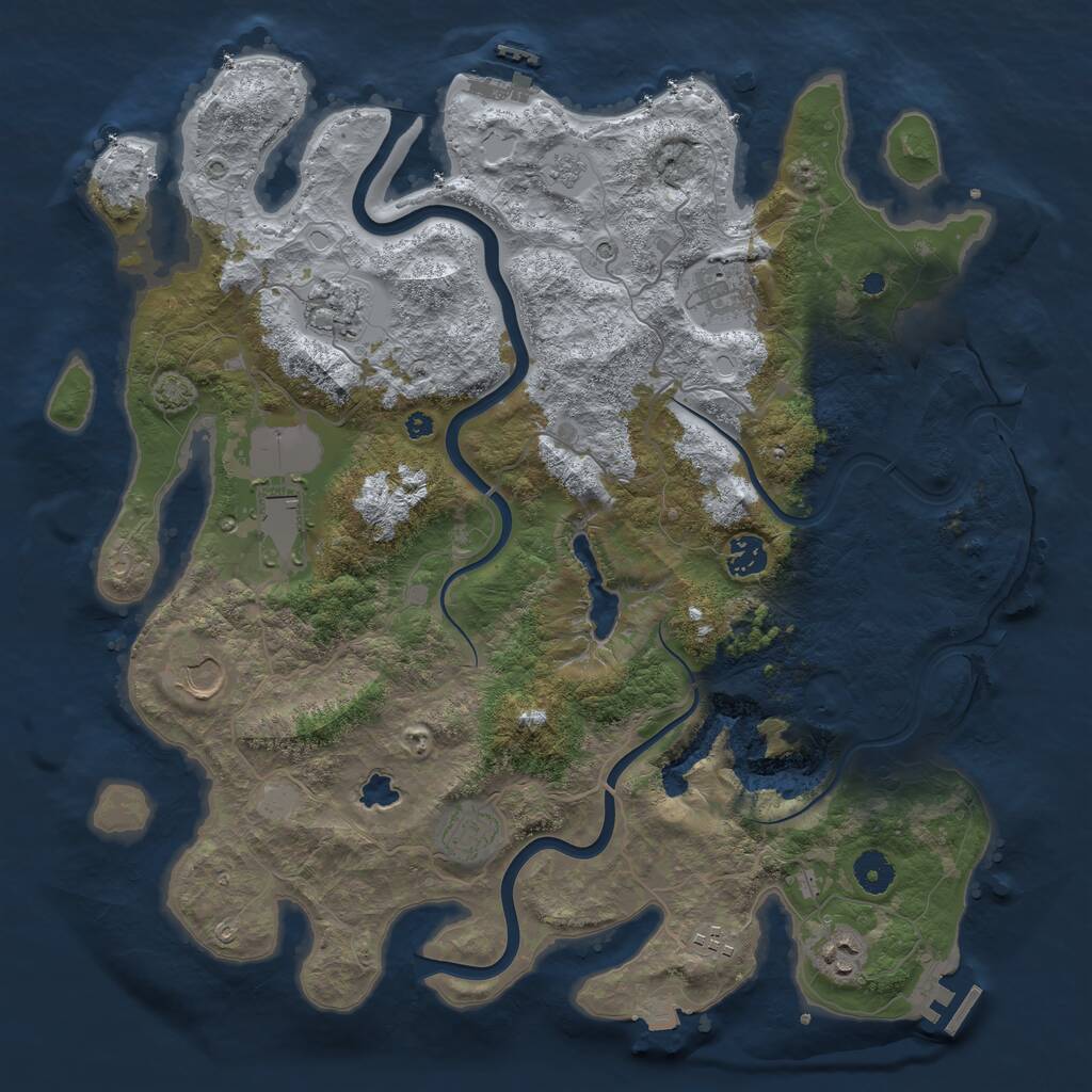 Rust Map: Procedural Map, Size: 4000, Seed: 346952106, 14 Monuments
